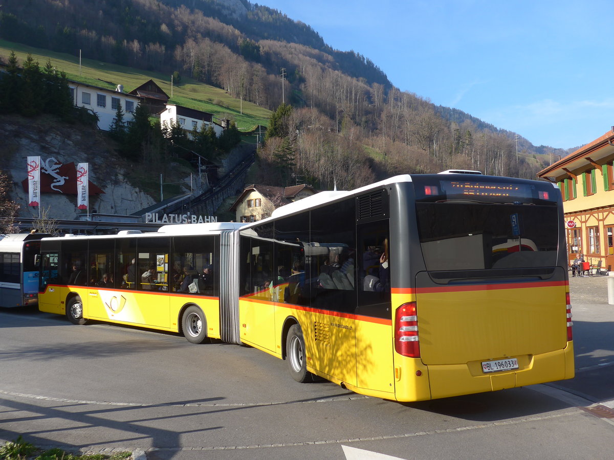 (202'896) - PostAuto Nordschweiz - BL 196'033 - Mercedes am 22. Mrz 2019 beim Bahnhof Alpnachstad