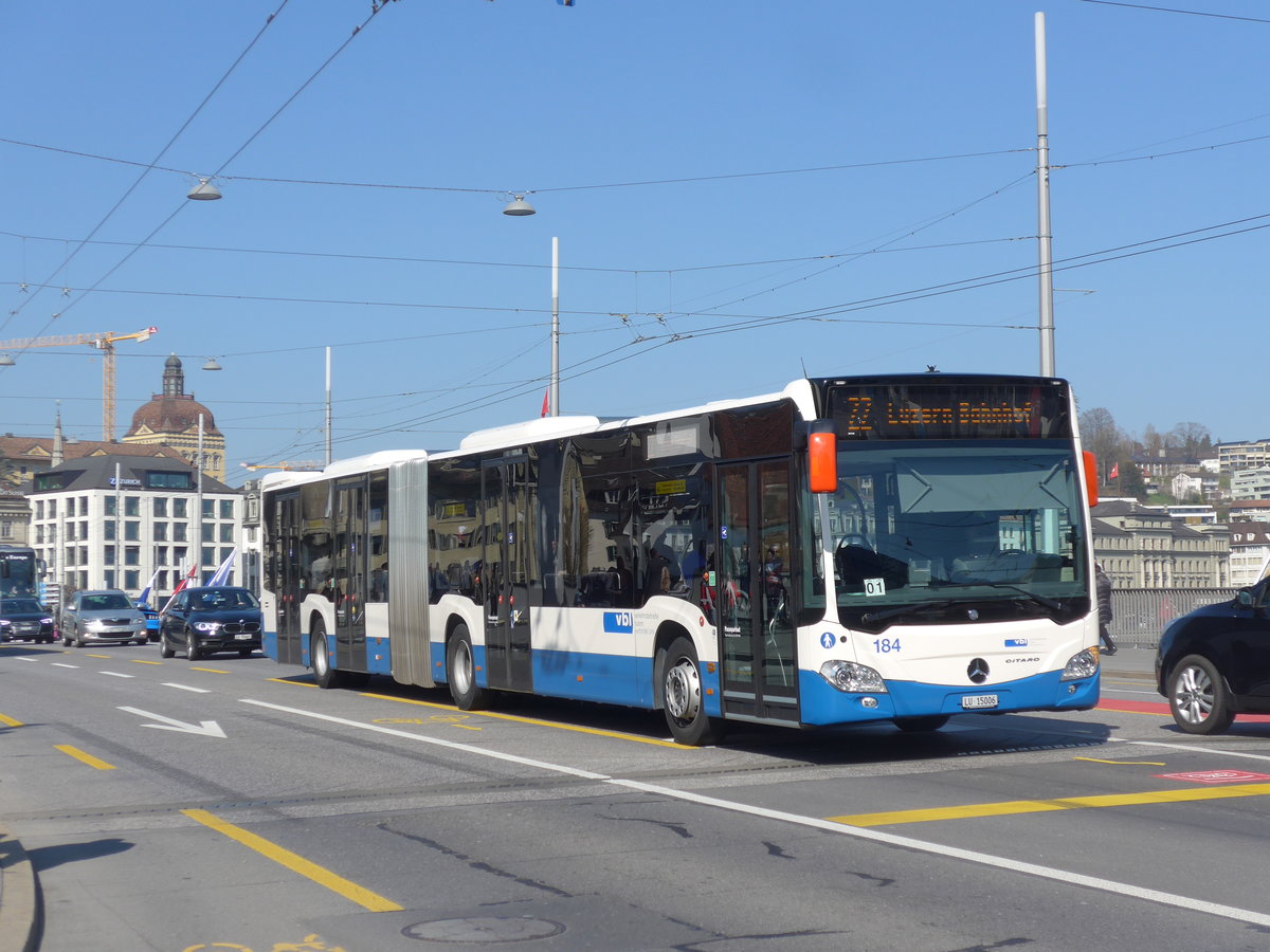 (203'004) - VBL Luzern - Nr. 184/LU 15'006 - Mercedes am 23. Mrz 2019 in Luzern, Bahnhofbrcke