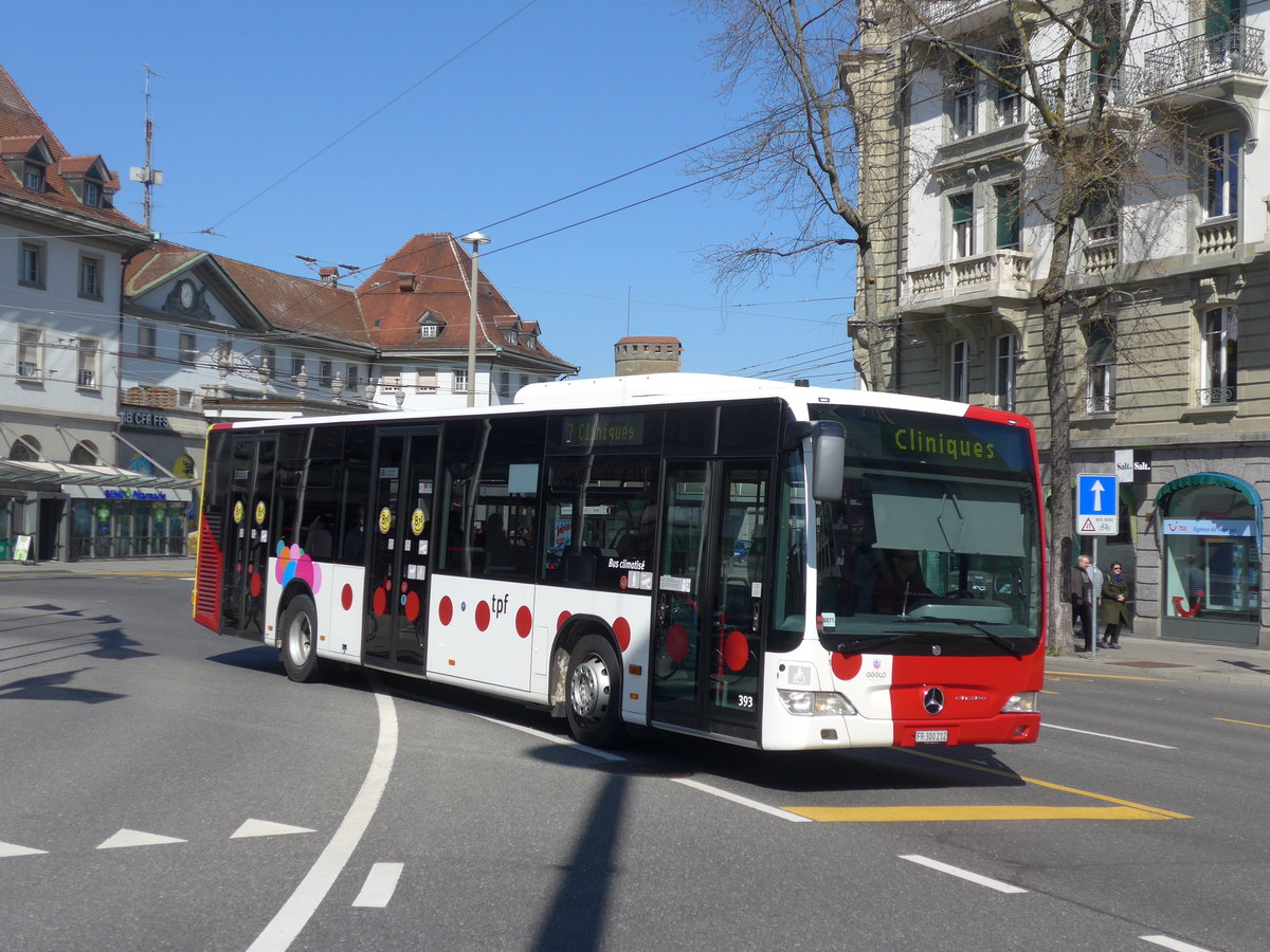 (203'245) - TPF Fribourg - Nr. 393/FR 300'212 - Mercedes (ex Nr. 801) am 24. Mrz 2019 beim Bahnhof Fribourg