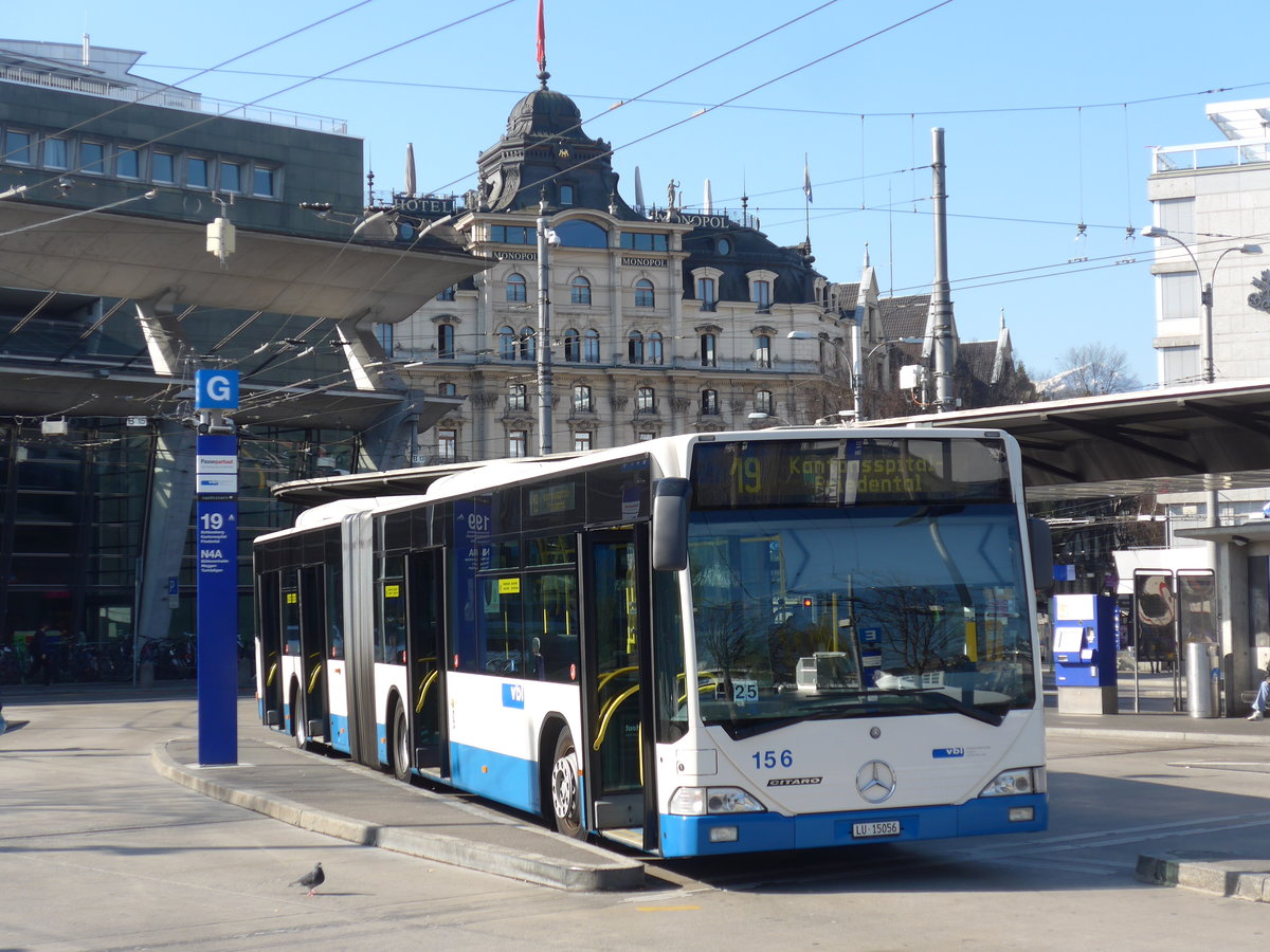 (203'285) - VBL Luzern - Nr. 156/LU 15'056 - Mercedes am 30. Mrz 2019 beim Bahnhof Luzern