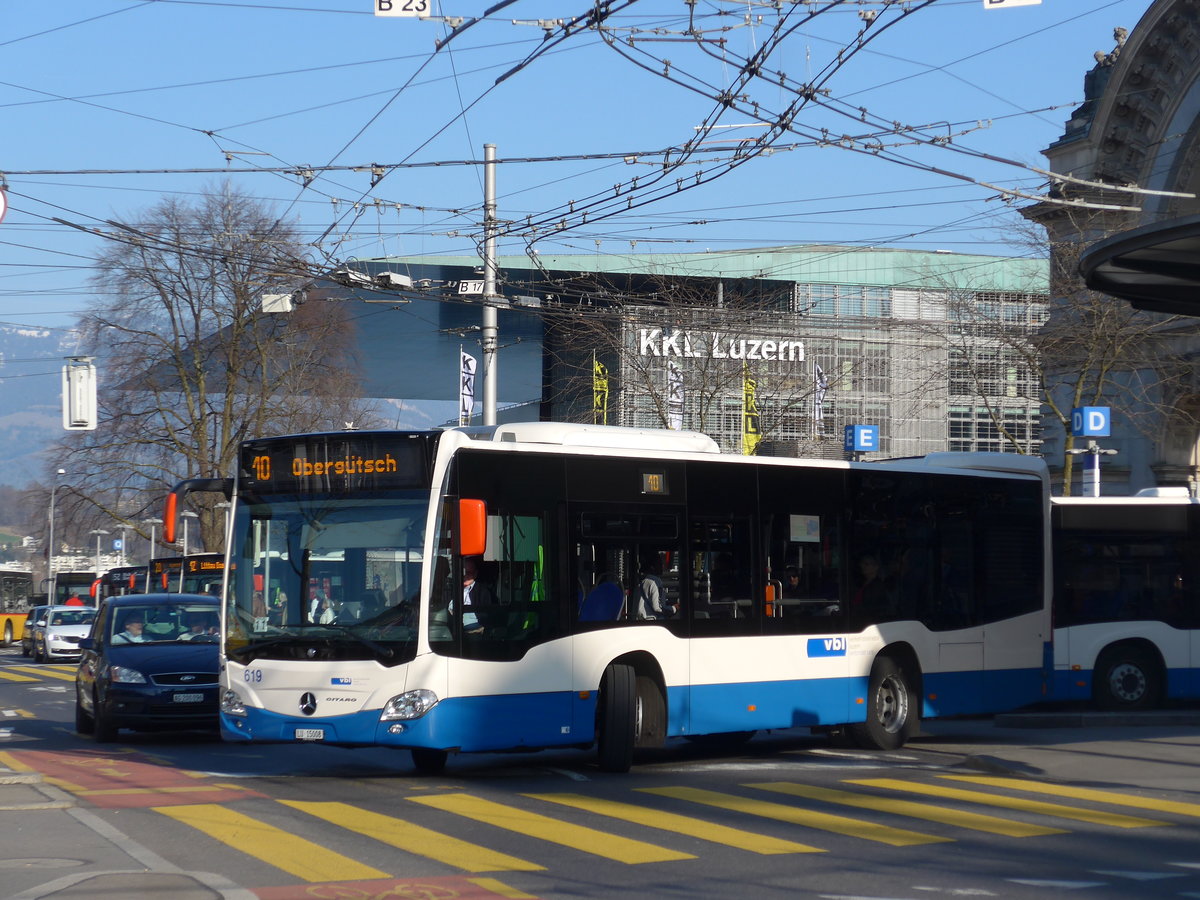(203'398) - VBL Luzern - Nr. 619/LU 15'008 - Mercedes am 30. Mrz 2019 beim Bahnhof Luzern
