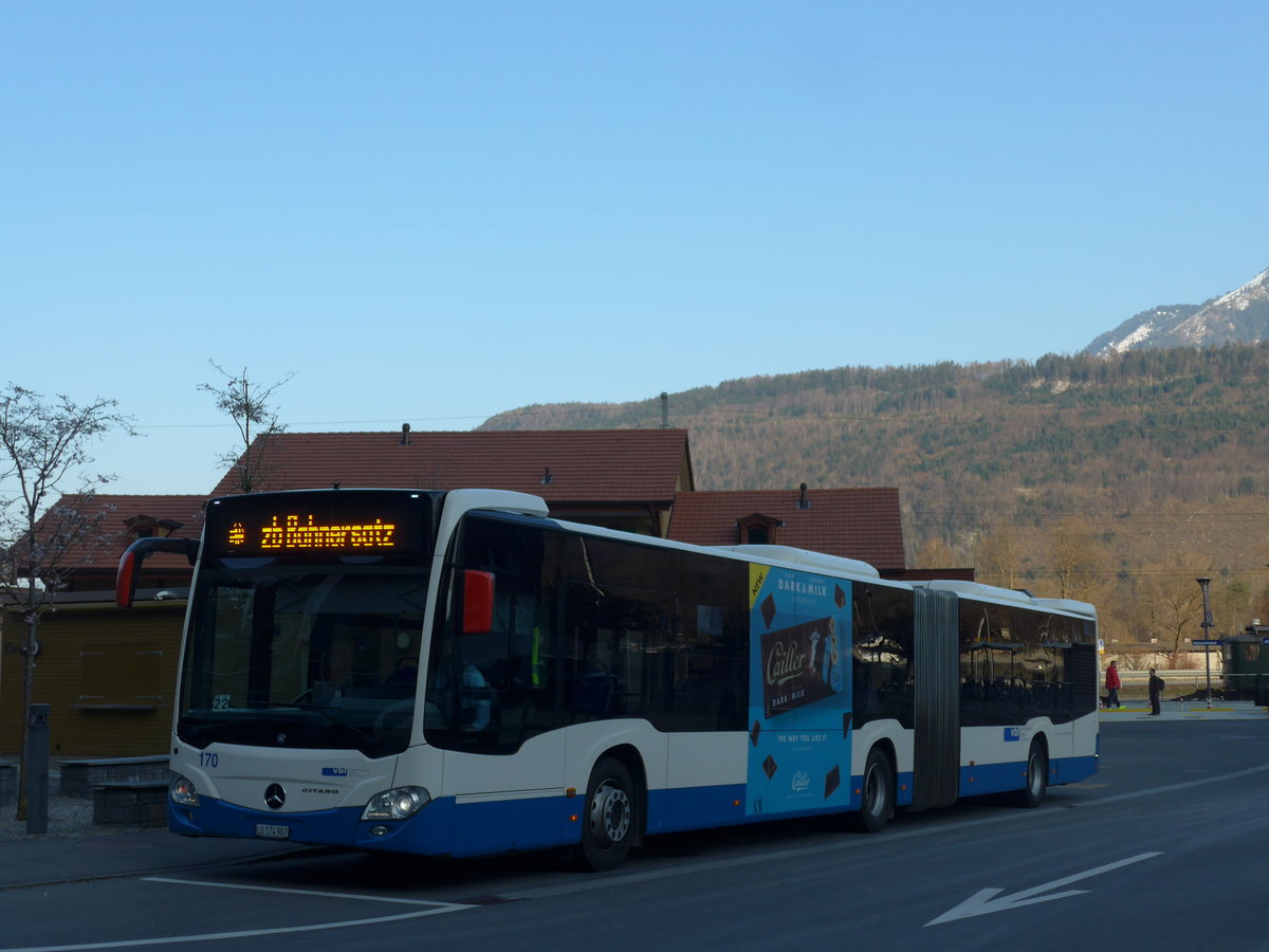 (203'408) - VBL Luzern - Nr. 170/LU 174'907 - Mercedes am 30. Mrz 2019 beim Bahnhof Alpnachstad