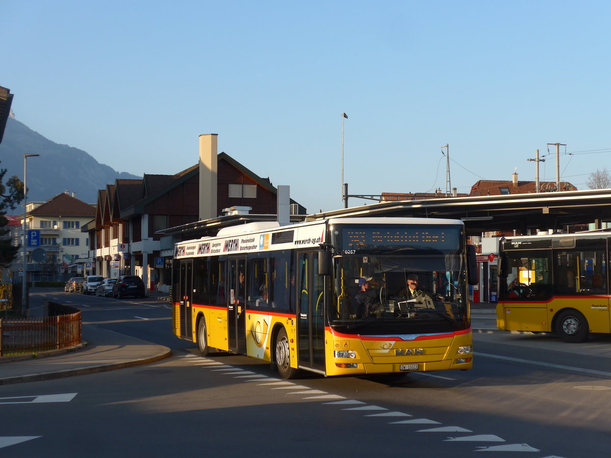 (203'418) - PostAuto Zentralschweiz - Nr. 4/OW 10'023 - MAN (ex Dillier, Sarnen Nr. 4) am 30. Mrz 2019 beim Bahnhof Sarnen