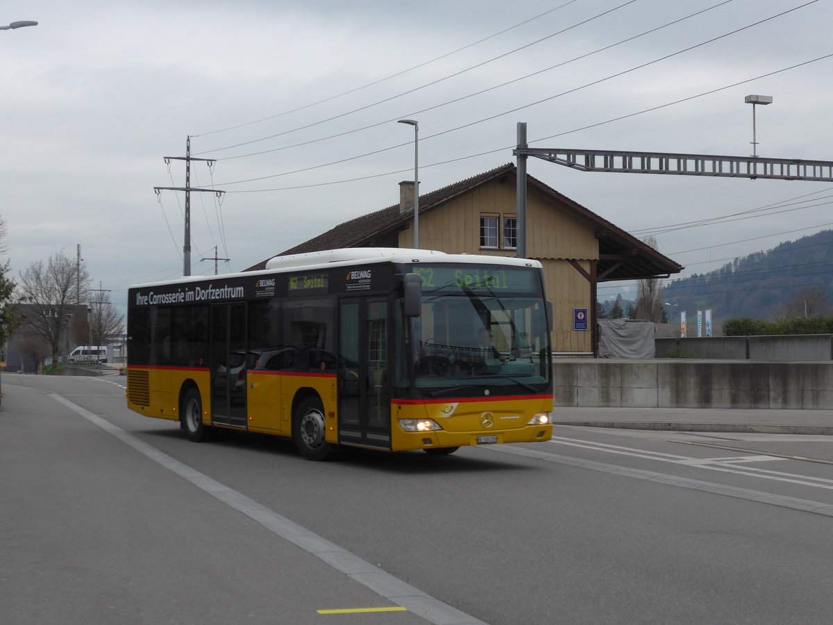 (203'459) - PostAuto Bern - BE 508'209 - Mercedes (ex Portenier, Adelboden Nr. 9) am 7. April 2019 beim Bahnhof Mnsingen