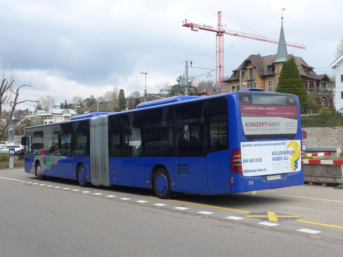(203'511) - VZO Grningen - Nr. 111/ZH 745'111 - Mercedes am 7. April 2019 beim Bahnhof Ksnacht