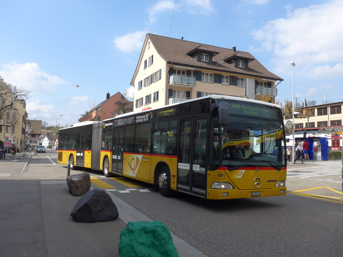 (203'528) - PostAuto Zrich - Nr. 194/ZH 780'781 - Mercedes (ex Nr. 27) am 7. April 2019 beim Bahnhof Meilen
