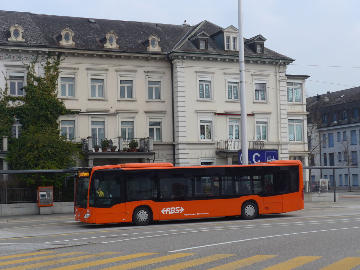 (203'560) - RBS Worblaufen - Nr. 201/BE 800'201 - Mercedes am 13. April 2019 beim Hauptbahnhof Solothurn