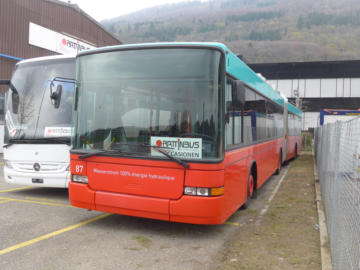 (203'682) - VB Biel - Nr. 87 - NAW/Hess Gelenktrolleybus am 14. April 2019 in Biel, Rattinbus