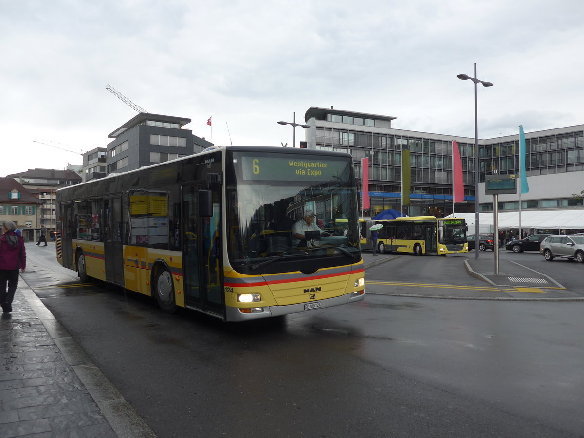 (204'568) - STI Thun - Nr. 124/BE 700'124 - MAN am 4. Mai 2019 beim Bahnhof Thun