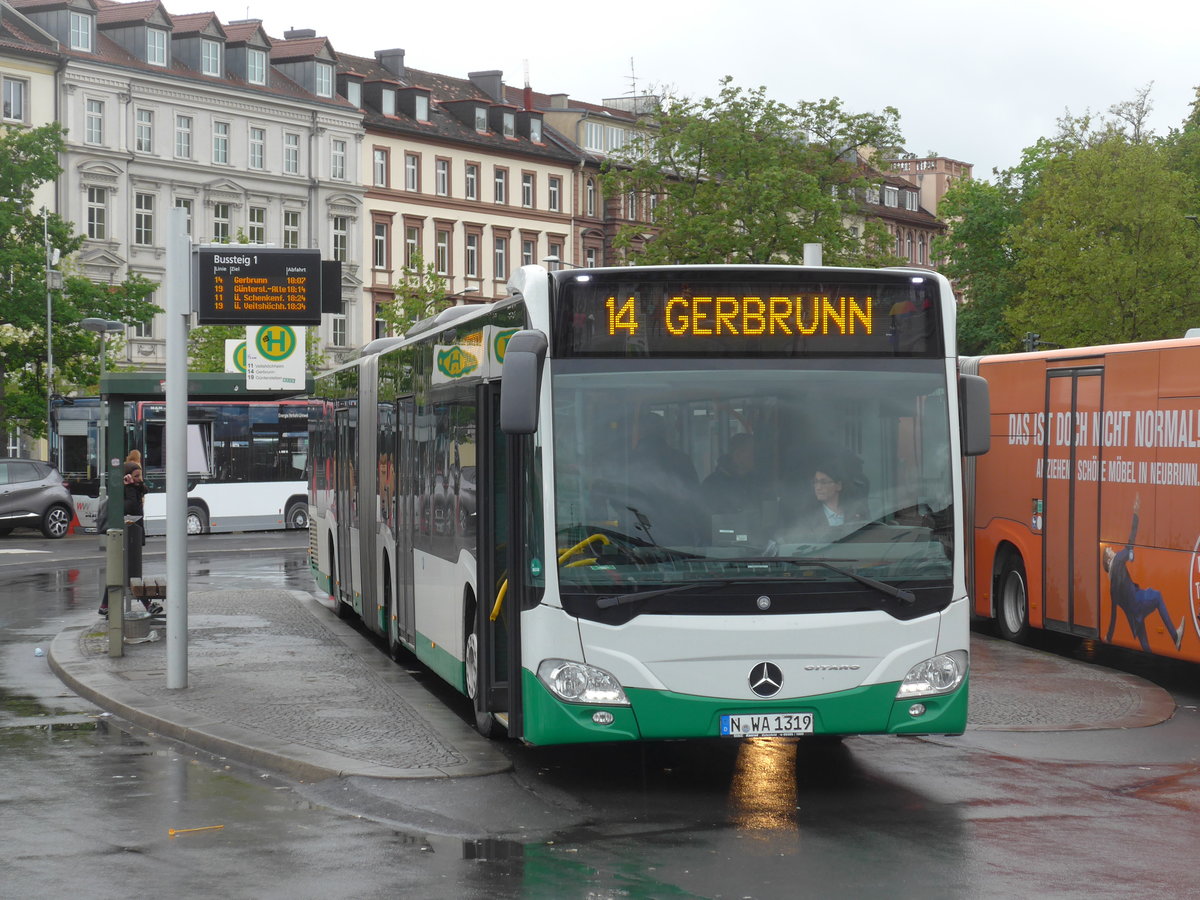 (204'687) - OVF Nrnberg - N-WA 1319 - Mercedes am 9. Mai 2019 beim Bahnhof Wrzburg