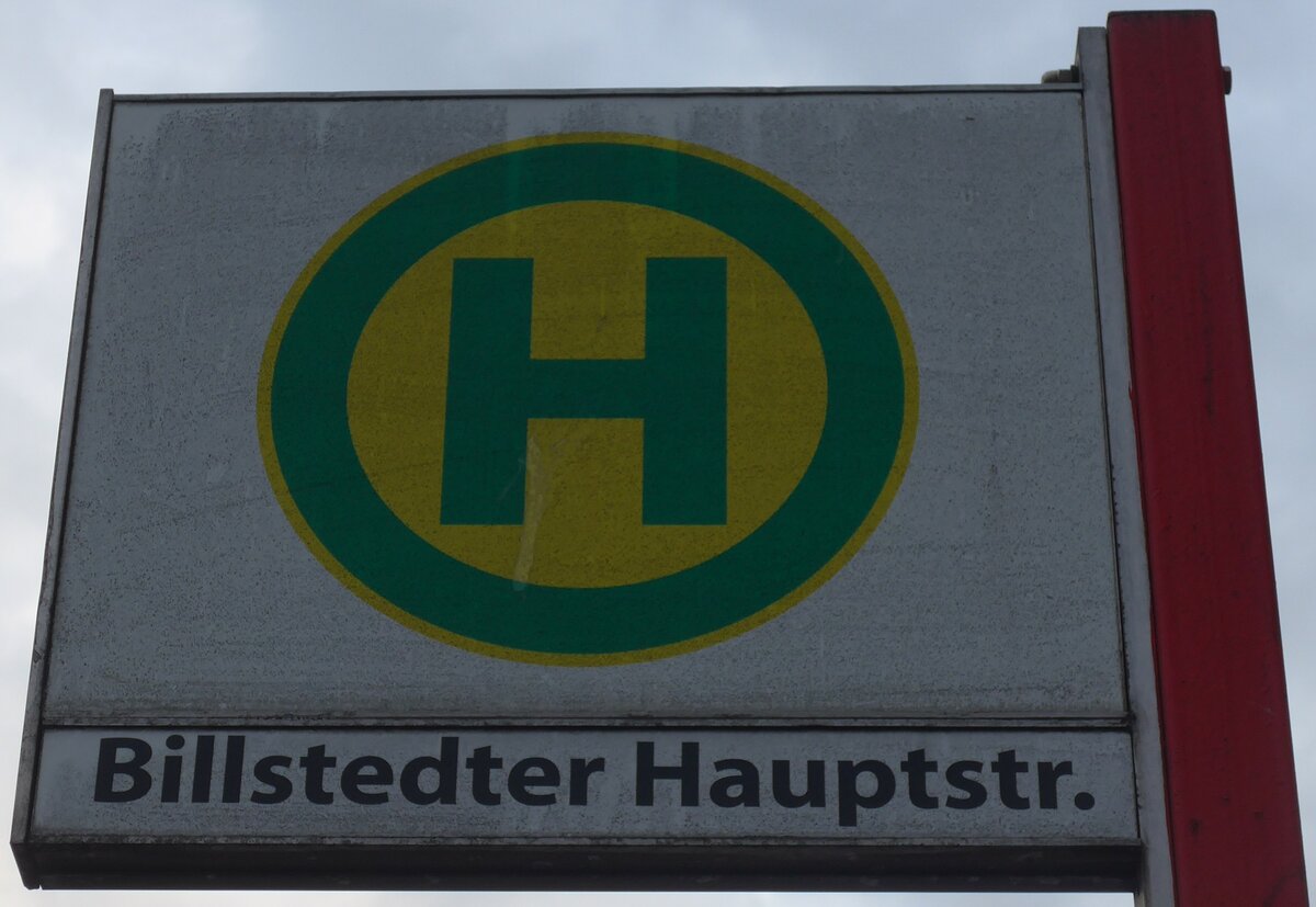 (204'844) - HVV-Haltestellenschild - Hamburg, Billstedter Hauptstr. - am 11. Mai 2019