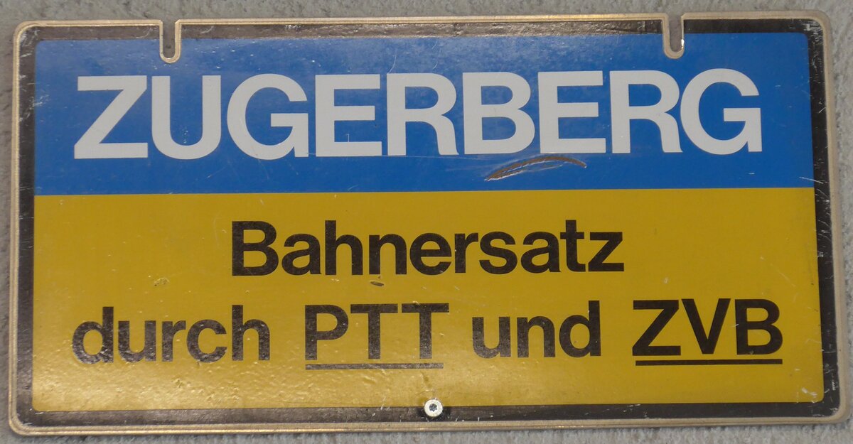 (205'272) - PTT/ZVB-Haltestellenschild - Zug, Zugerberg - am 18. Mai 2019 in Neuheim, ZDT