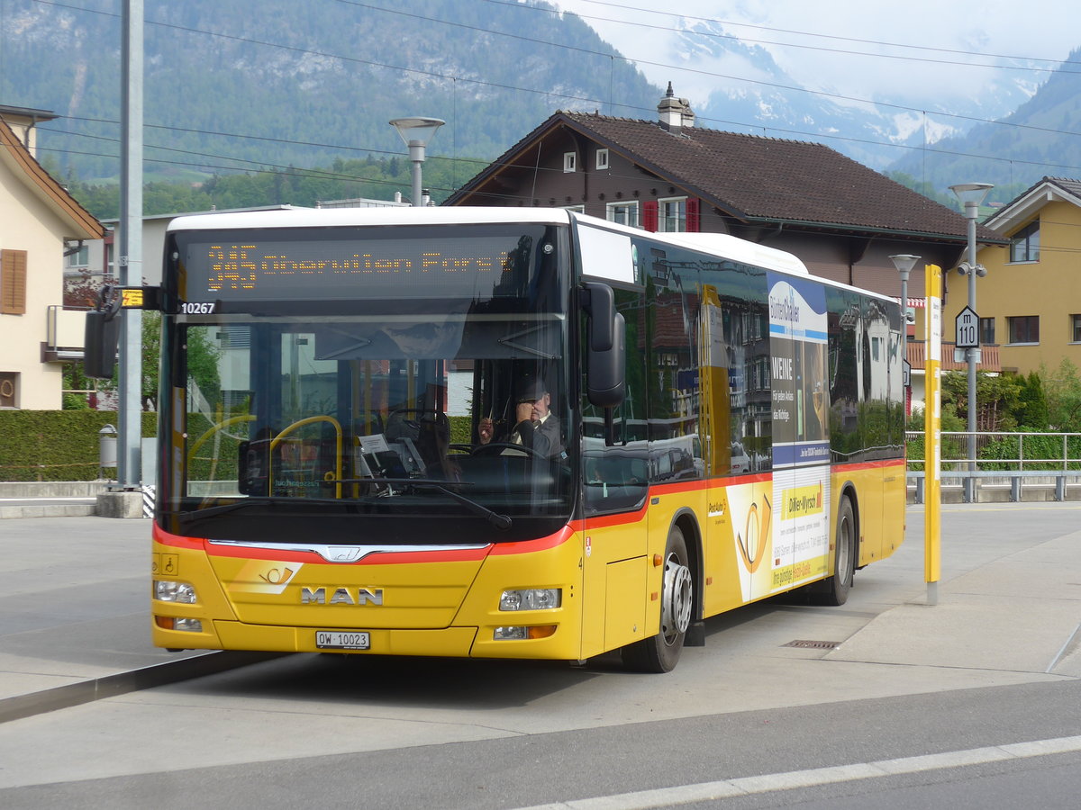(205'280) - PostAuto Zentralschweiz - Nr. 4/OW 10'023 - MAN (ex Dillier, Sarnen Nr. 4) am 18. Mai 2019 beim Bahnhof Sarnen