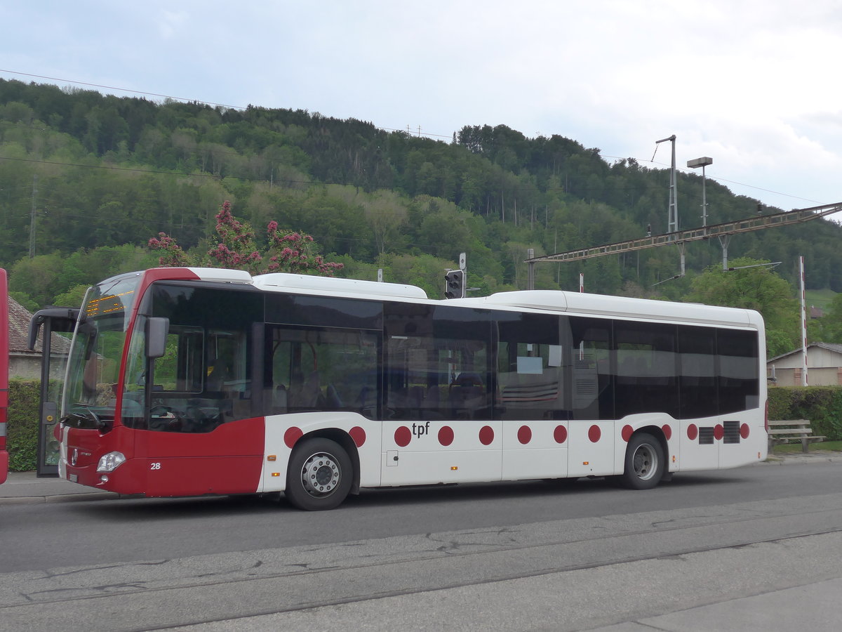 (205'459) - TPF Fribourg - Nr. 28/FR 300'282 - Mercedes am 25. Mai 2019 beim Bahnhof Moudon