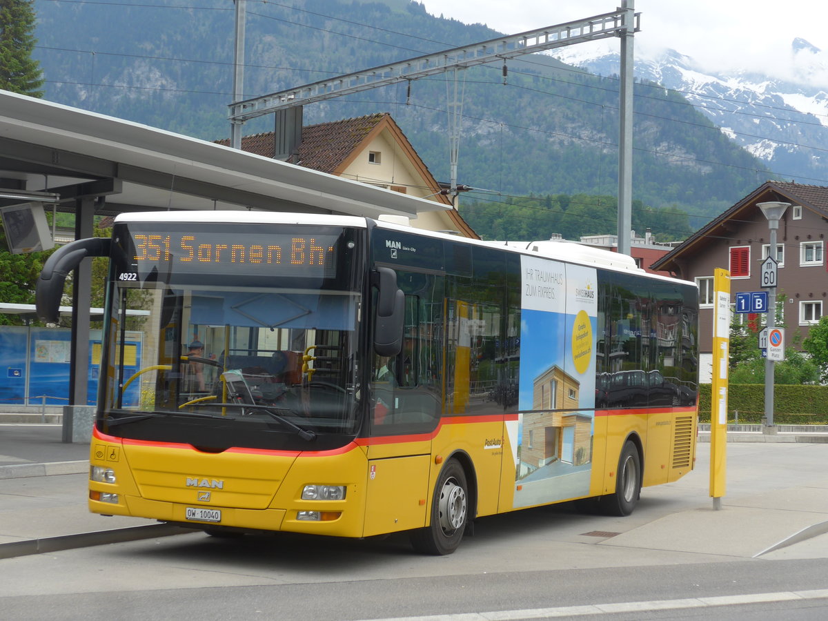 (205'560) - PostAuto Zentralschweiz - Nr. 7/OW 10'040 - MAN/Gppel (ex Dillier, Sarnen Nr. 7) am 27. Mai 2019 beim Bahnhof Sarnen