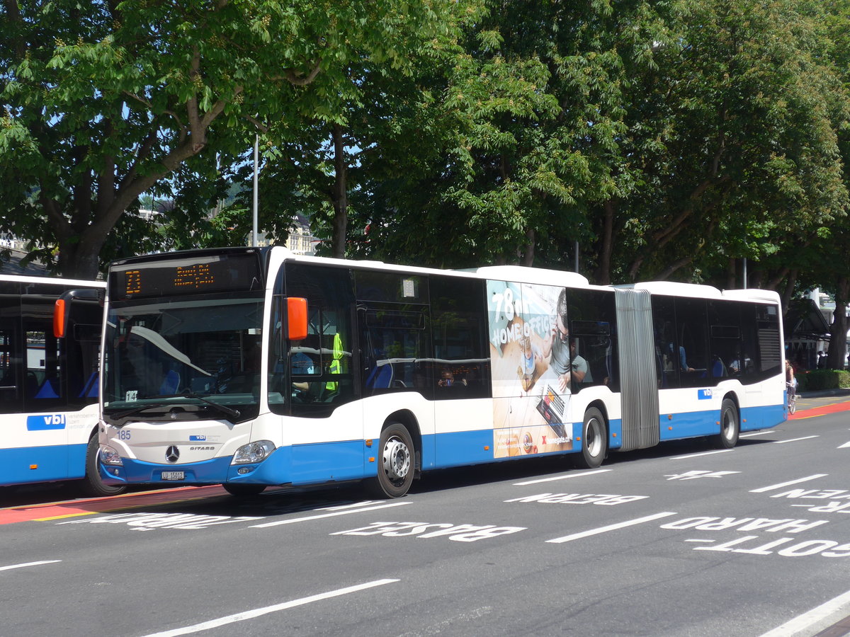 (205'922) - VBL Luzern - Nr. 185/LU 15'012 - Mercedes am 8. Juni 2019 beim Bahnhof Luzern