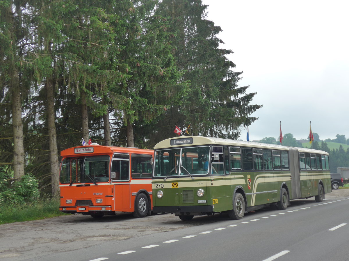 (206'474) - SVB Bern (Bernmobil historique) - Nr. 270/BE 113'270 - FBW/SWS-Gangloff am 22. Juni 2019 beim Bahnhof Hswil