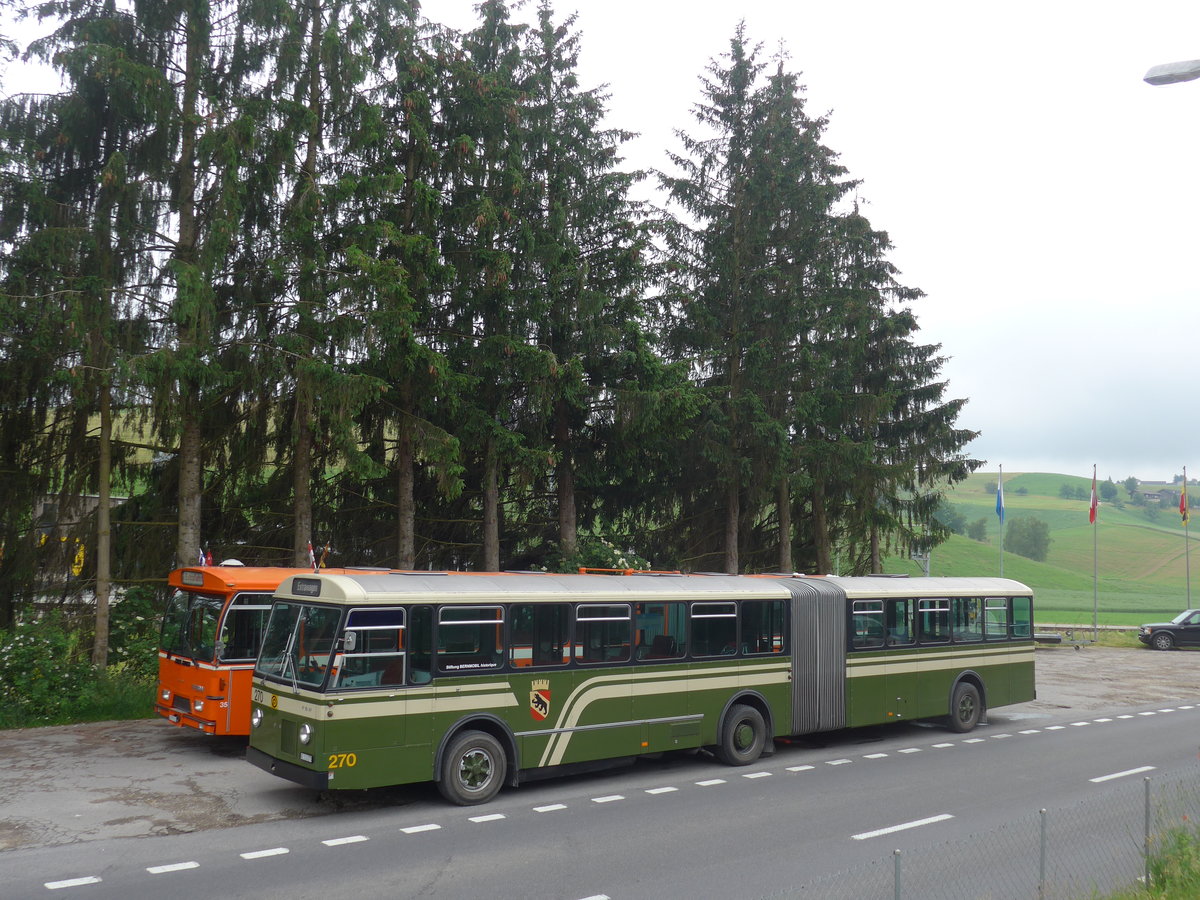 (206'484) - SVB Bern (Bernmobil historique) - Nr. 270/BE 113'270 - FBW/SWS-Gangloff am 22. Juni 2019 beim Bahnhof Hswil
