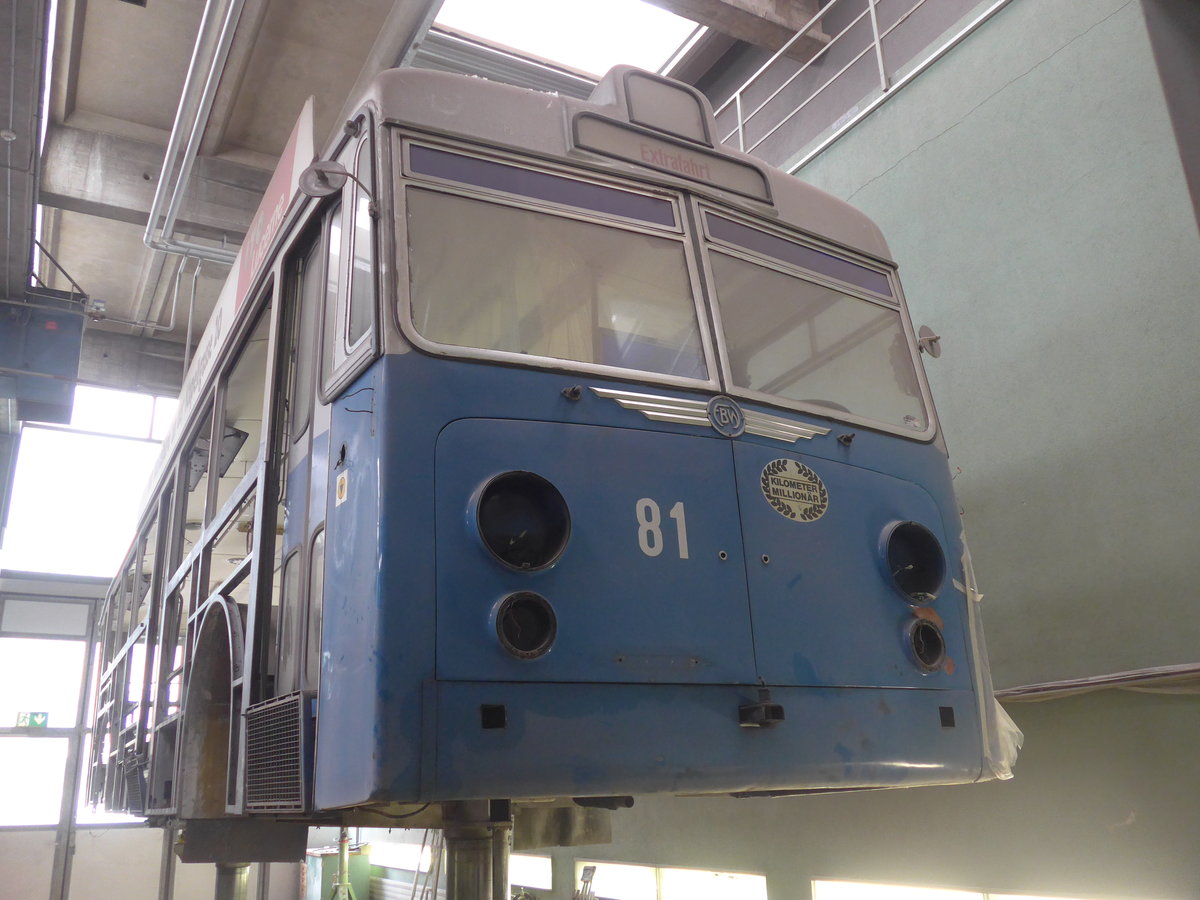 (206'525) - VBL Luzern (vbl-historic) - Nr. 81 - FBW/Hess am 22. Juni 2019 in Luzern, Depot (in Restauration)
