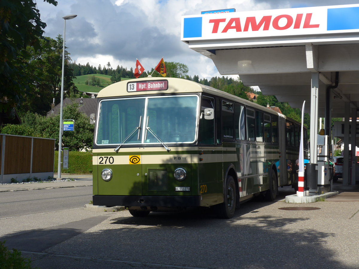 (206'624) - SVB Bern (Bernmobil historique) - Nr. 270/BE 113'270 - FBW/SWS-Gangloff am 22. Juni 2019 in Langnau, Sonnweg