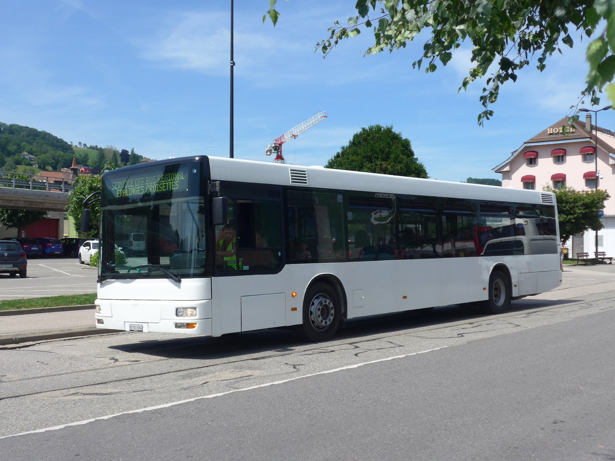 (206'826) - Interbus, Yverdon - Nr. 60/VD 501'684 - MAN (ex transN, La Chaux-de-Fonds Nr. 205; ex TN Neuchtel Nr. 205) am 24. Juni 2019 beim Bahnhof Moudon