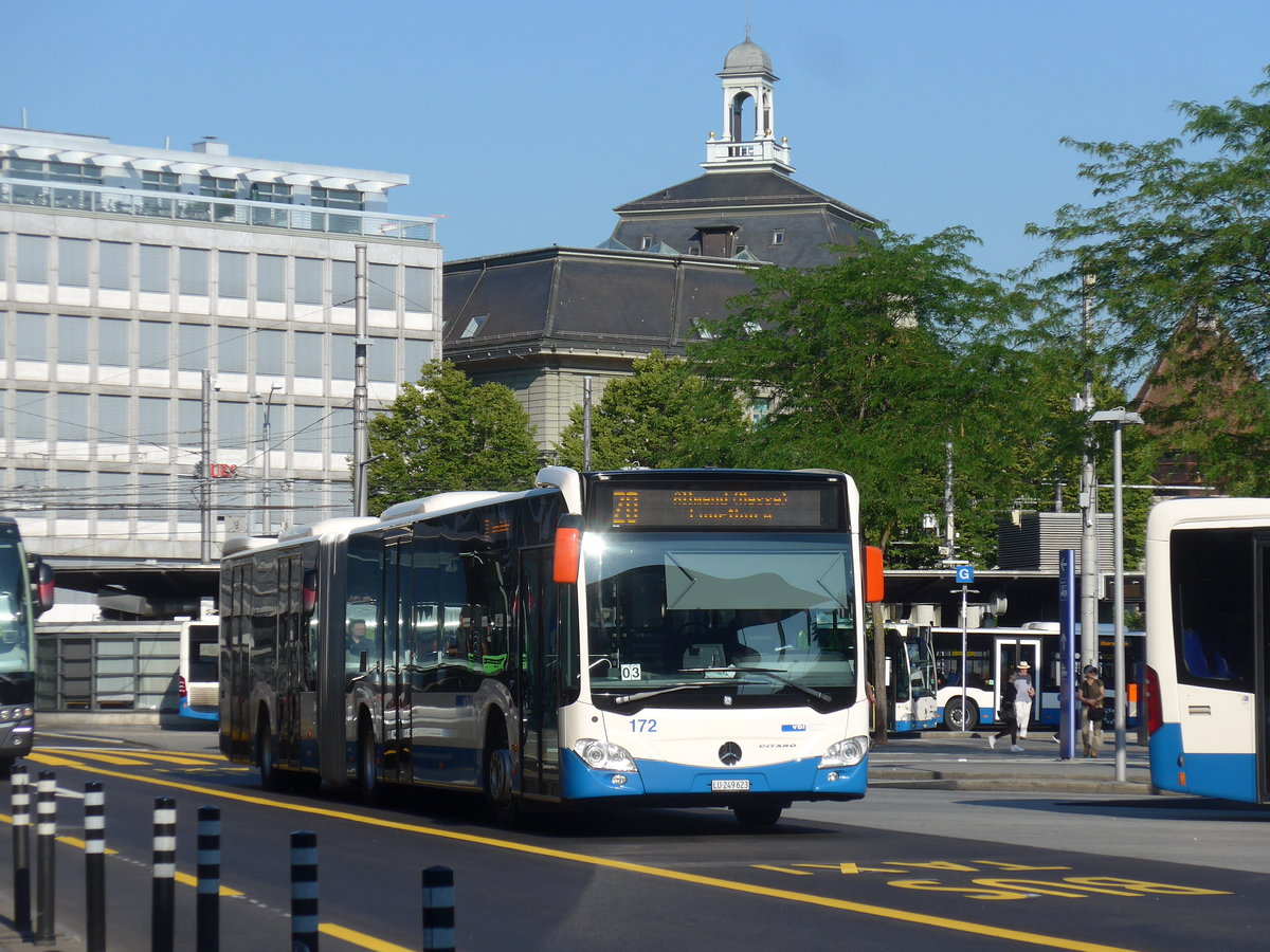 (206'856) - VBL Luzern - Nr. 172/LU 249'623 - Mercedes am 30. Juni 2019 beim Bahnhof Luzern