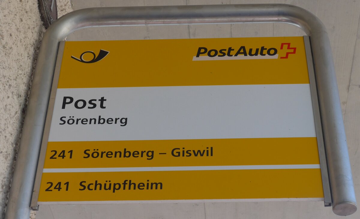(206'866) - PostAuto-Haltestellenschild - Srenberg, Post - am 30. Juni 2019