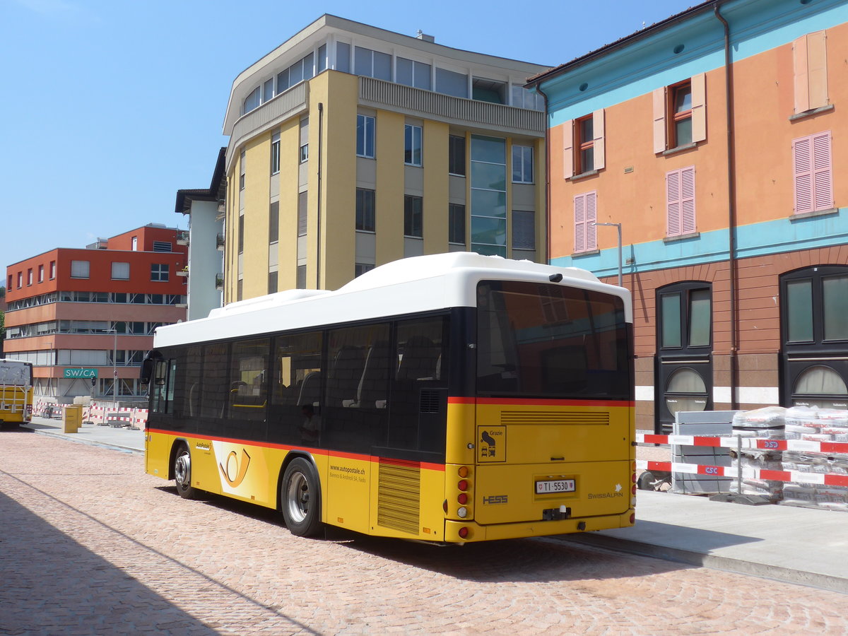 (208'042) - Barenco, Faido - TI 5530 - Scania/Hess am 21. Juli 2019 beim Bahnhof Bellinzona