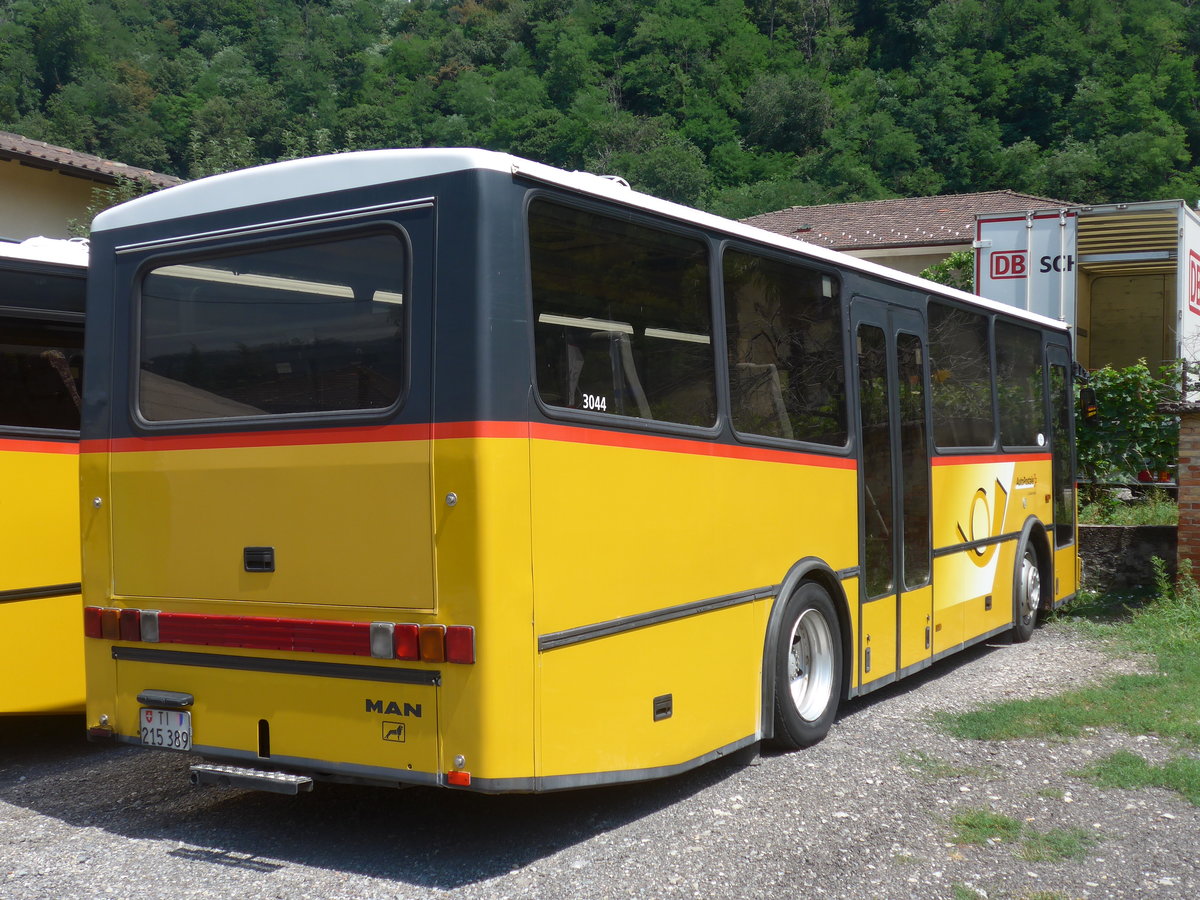 (208'047) - AutoPostale Ticino - TI 215'389 - MAN/Lauber (ex Nr. 304; ex P 23'030) am 21. Juli 2019 in Maroggia, Garage Merzaghi