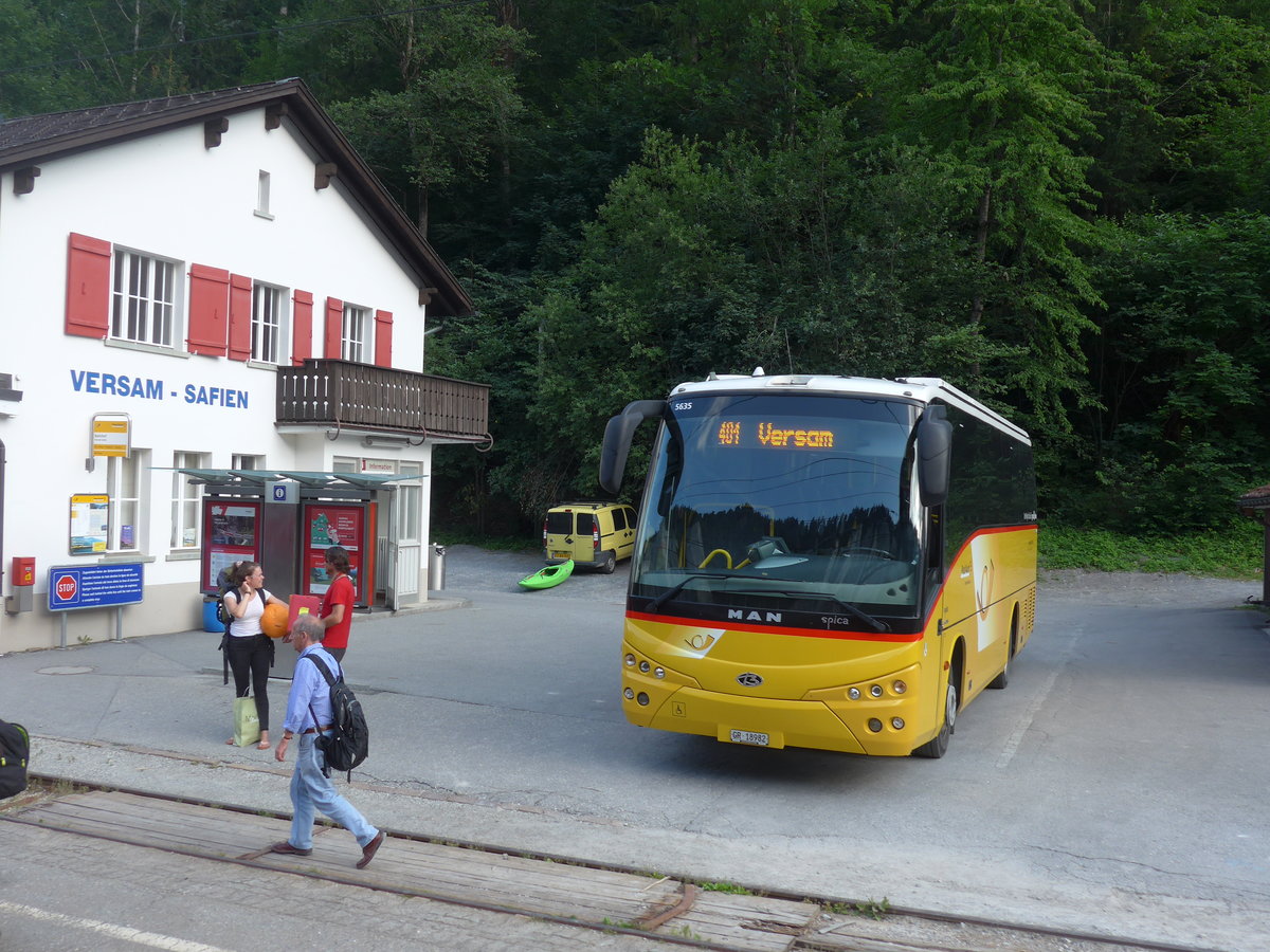 (208'092) - Buchli, Versam - GR 18'982 - MAN/Beulas am 21. Juli 2019 beim Bahnhof Versam-Safien