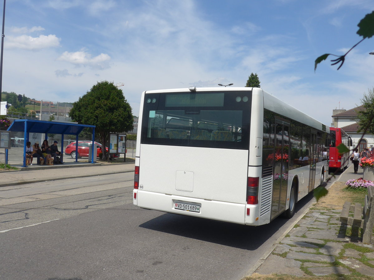 (208'107) - Interbus, Yverdon - Nr. 60/VD 501'589 - MAN (ex transN, La Chaux-de-Fonds Nr. 205; ex TN Neuchtel Nr. 205) am 22. Juli 2019 beim Bahnhof Moudon