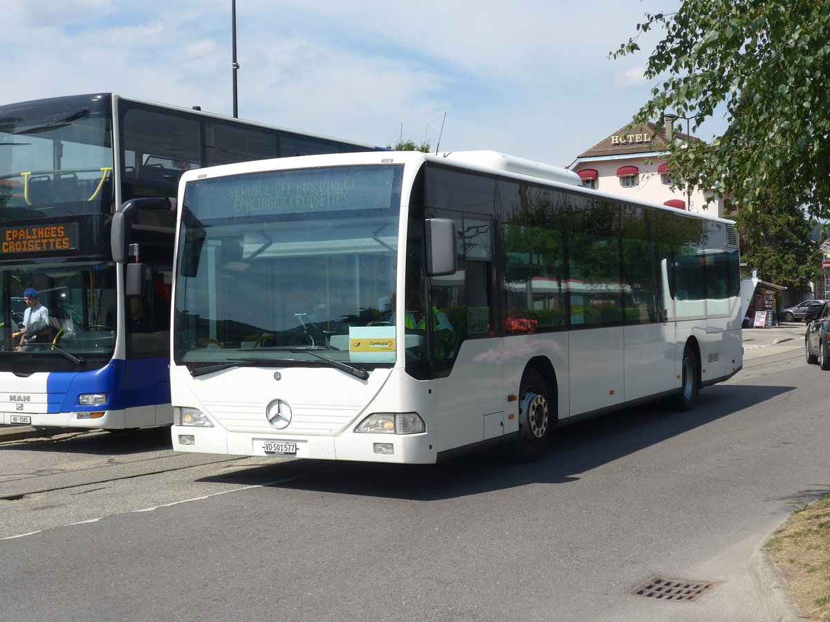 (208'126) - Interbus, Yverdon - Nr. 68/VD 501'577 - Mercedes (ex AFA Adelboden Nr. 93; ex AFA Adelboden Nr. 5) am 22. Juli 2019 beim Bahnhof Moudon
