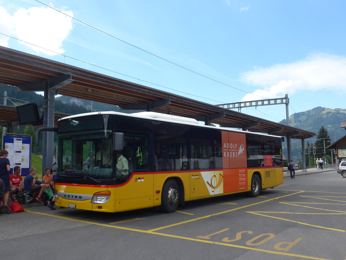 (208'555) - Kbli, Gstaad - BE 104'023 - Setra (ex Nr. 1) am 5. August 2019 beim Bahnhof Gstaad