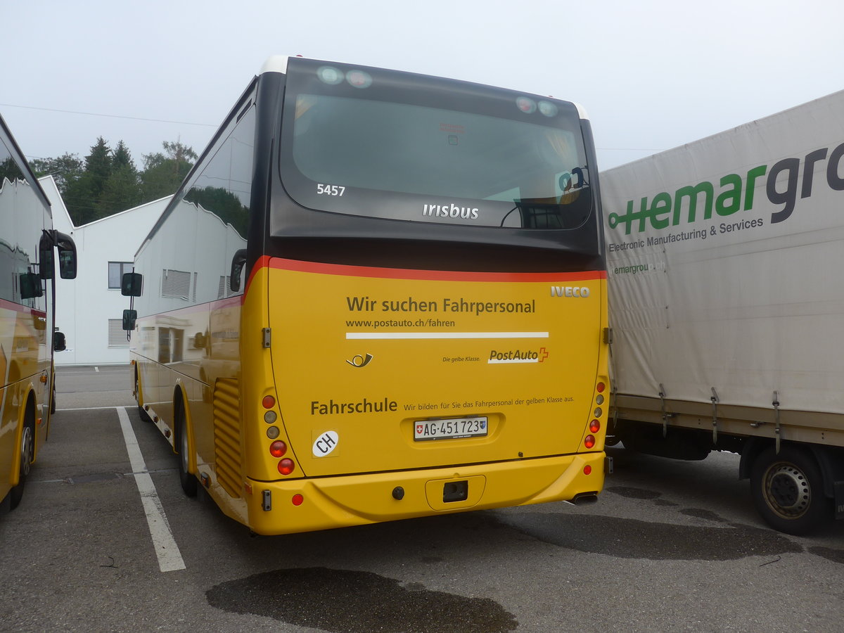 (208'638) - PostAuto Nordschweiz - AG 451'723 - Irisbus (ex PostAuto Bern) am 11. August 2019 in Hendschiken, Iveco