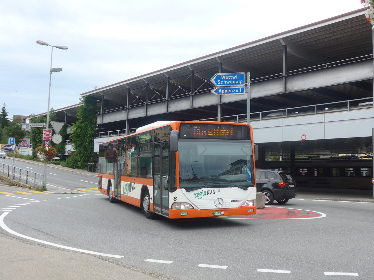 (208'916) - Regiobus, Gossau (VBH) - Nr. 8/SG 433'811 - Mercedes am 17. August 2019 beim Bahnhof Herisau