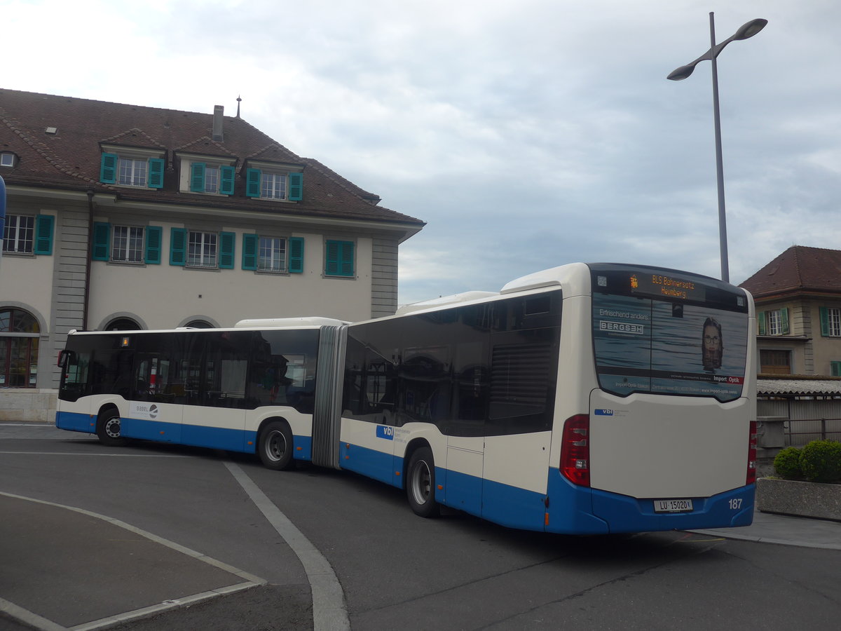(208'957) - VBL Luzern - Nr. 187/LU 15'020 - Mercedes am 17. August 2019 beim Bahnhof Thun
