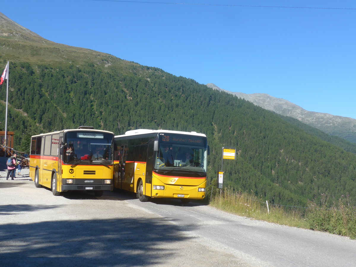 (208'980) - Oser, Brchen - VS 93'575 - NAW/Lauber (ex Epiney, Ayer) + Autotour, Visp - VS 28'176 - Irisbus am 18. August 2019 in Brchen, Rest. Panorama