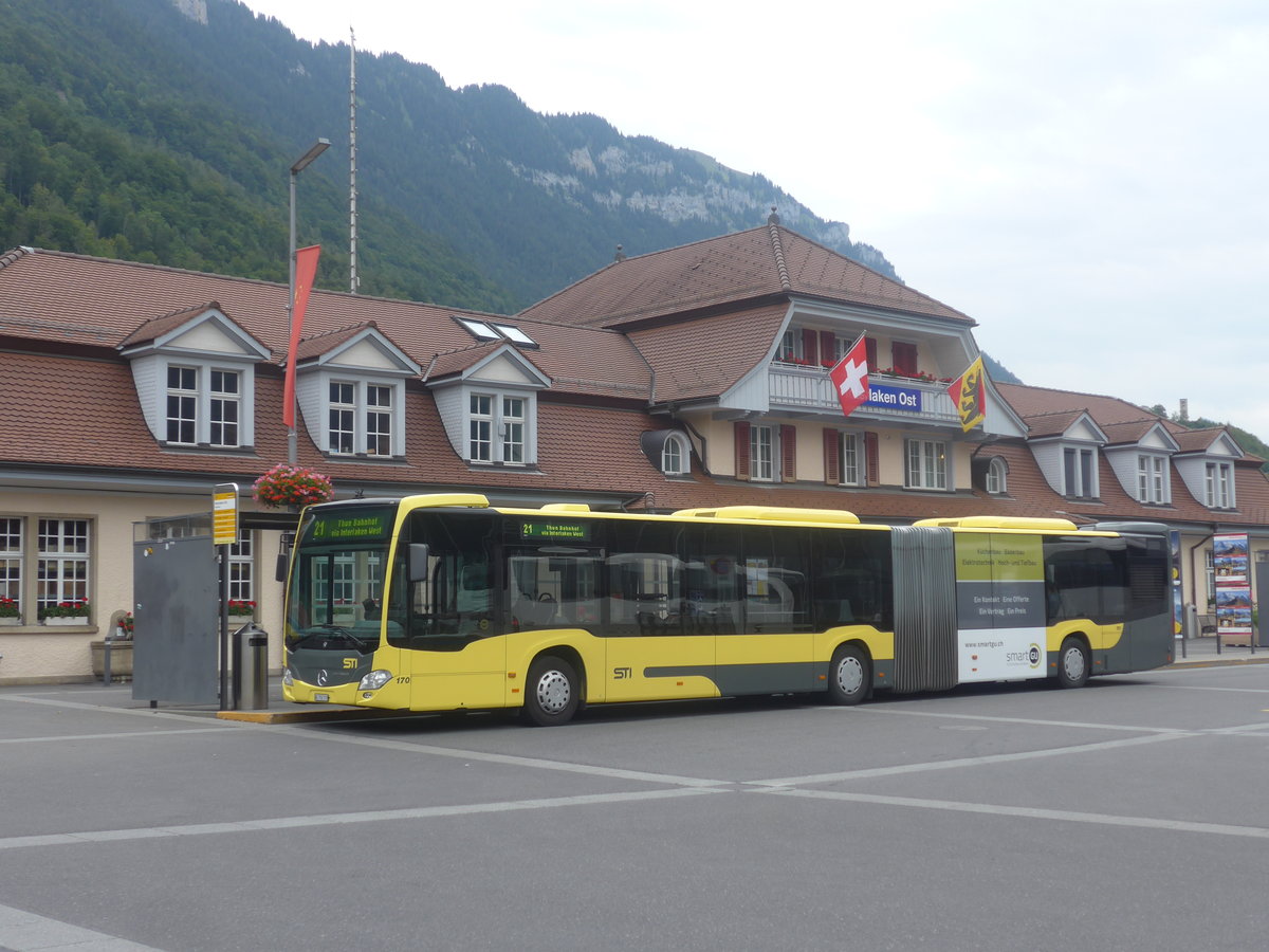 (209'212) - STI Thun - Nr. 170/BE 752'170 - Mercedes am 1. September 2019 beim Bahnhof Interlaken Ost