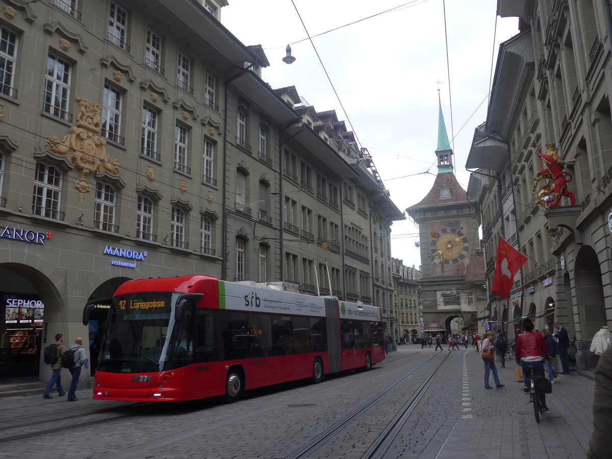 (209'337) - Bernmobil, Bern - Nr. 27 - Hess/Hess Gelenktrolleybus am 5. September 2019 in Bern, Marktgasse