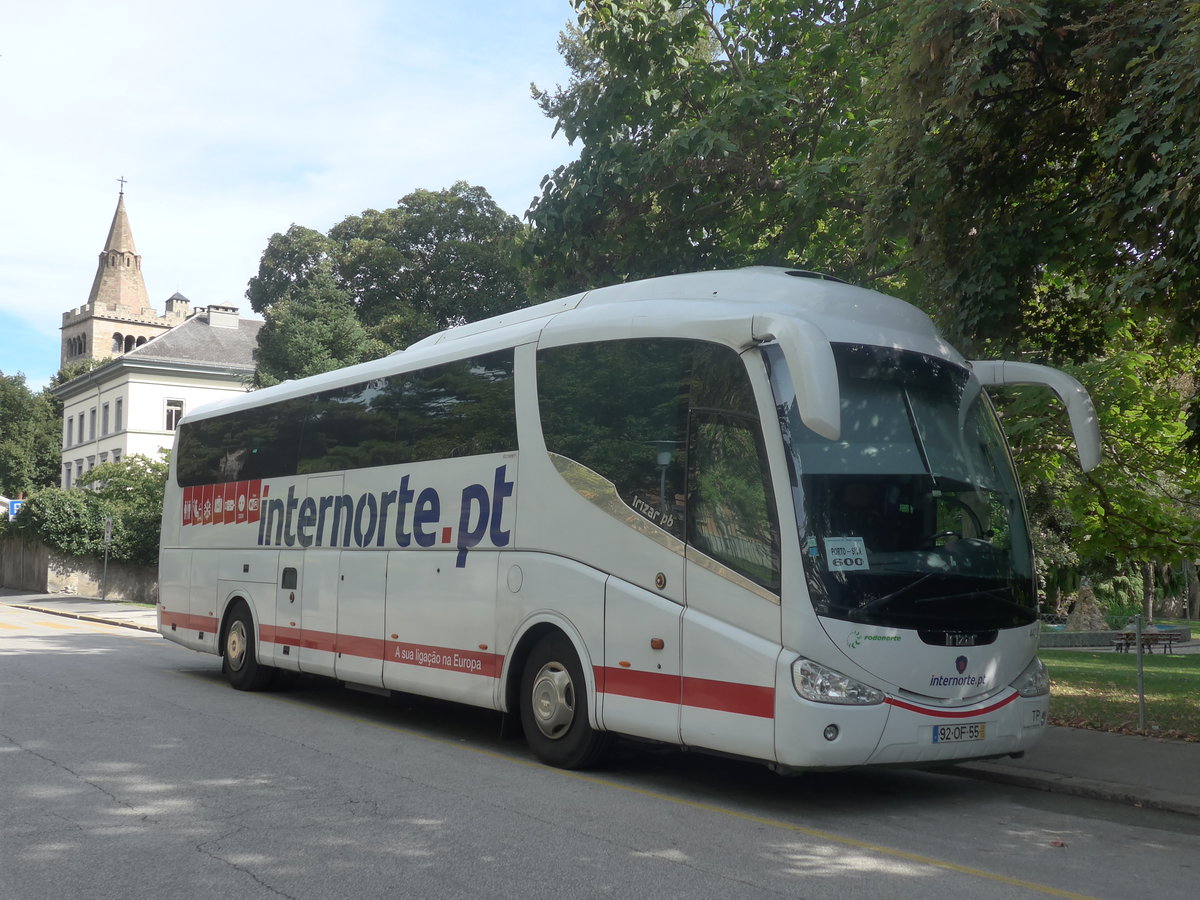 (209'510) - Aus Portugal: Internorte, Porto - Nr. 447/92-OF-55 - Scania/Irizar am 9. September 2019 in Sion, Place de la Planta