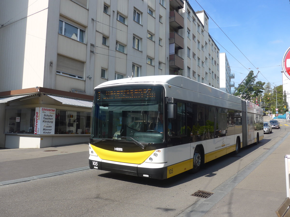 (209'581) - VBSH Schaffhausen - Nr. 105 - Hess/Hess Gelenktrolleybus am 14. September 2019 in Neuhausen, Zentrum