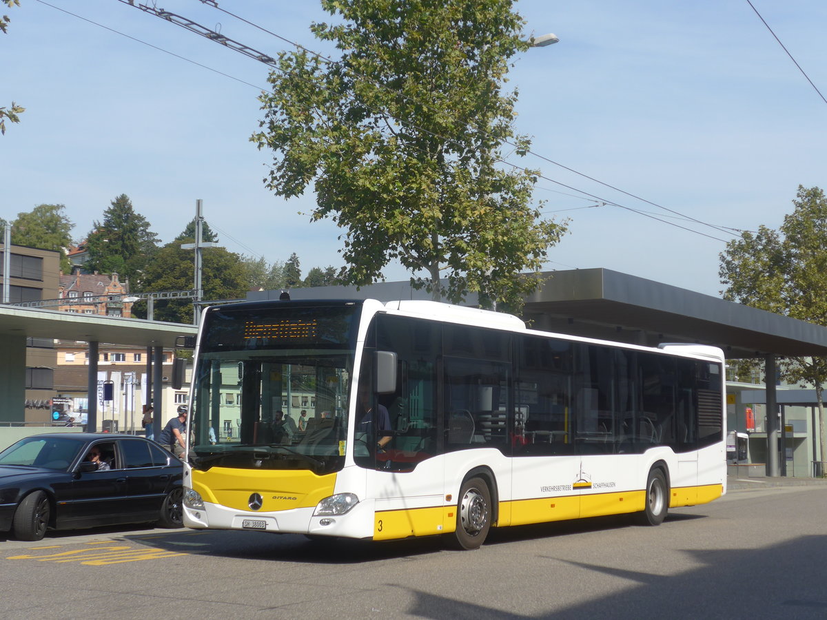 (209'595) - VBSH Schaffhausen - Nr. 3/SH 38'003 - Mercedes am 14. September 2019 beim Bahnhof Schaffhausen