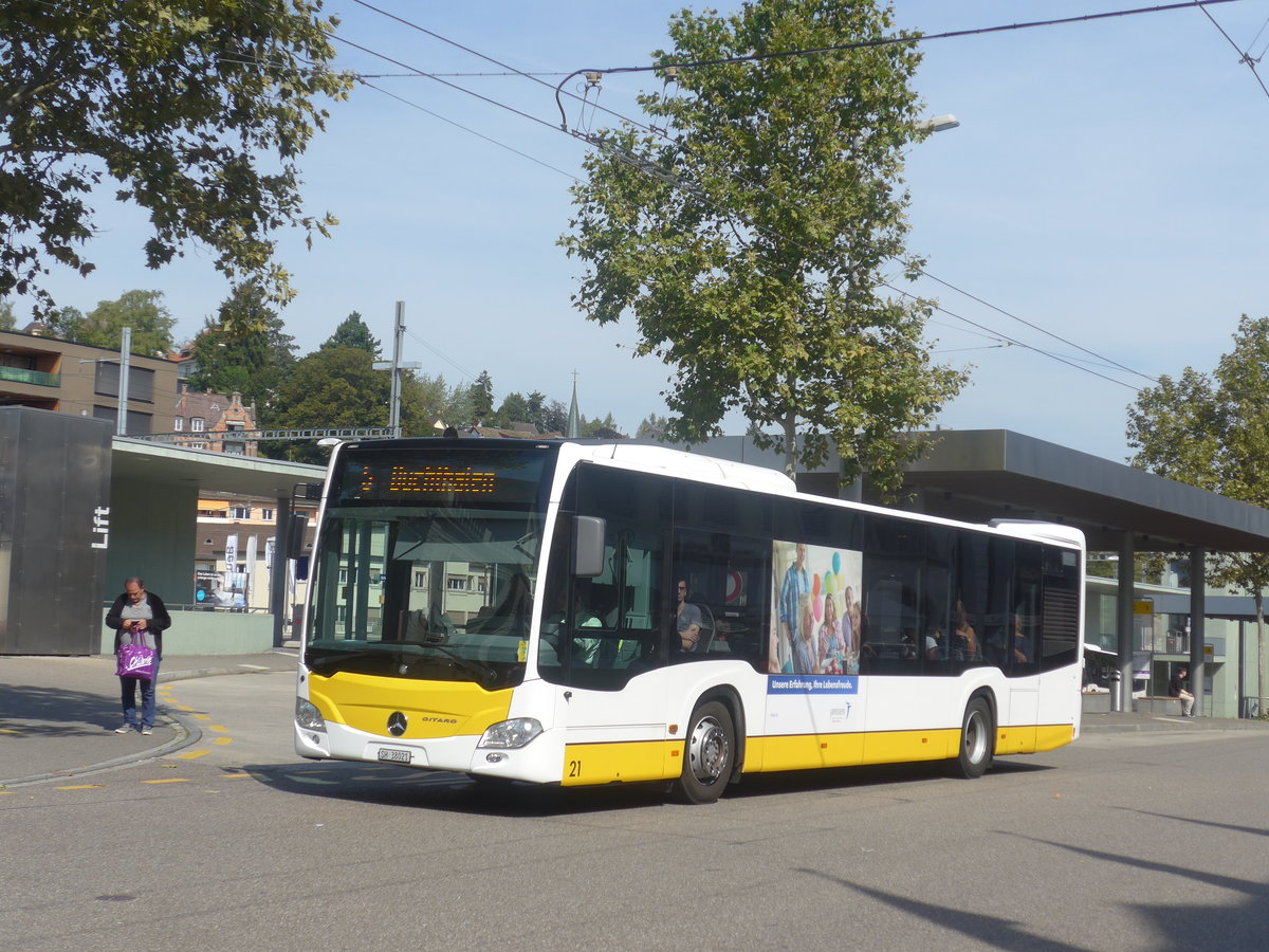 (209'604) - VBSH Schaffhausen - Nr. 21/SH 38'021 - Mercedes am 14. September 2019 beim Bahnhof Schaffhausen