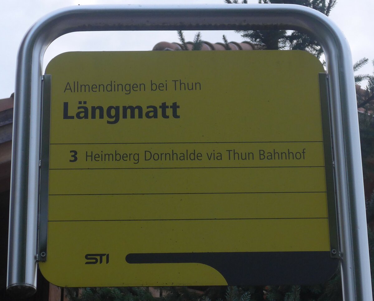 (209'732) - STI-Haltestellenschild - Allmendingen bei Thun, Lngmatt - am 22. September 2019