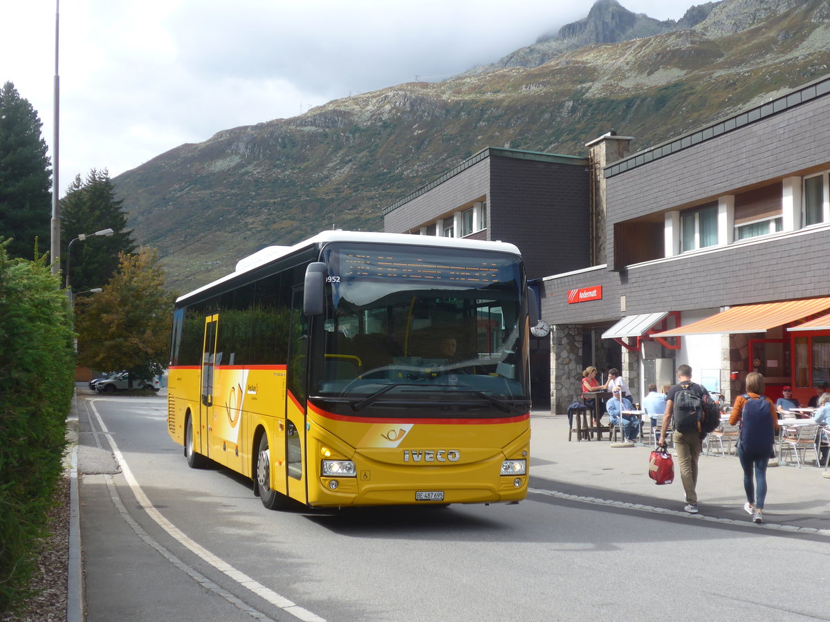(209'774) - PostAuto Bern - BE 487'695 - Iveco am 22. September 2019 beim Bahnhof Andermatt