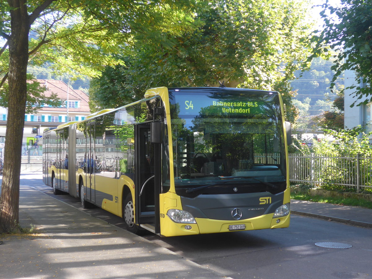 (209'864) - STI Thun - Nr. 169/BE 752'169 - Mercedes am 29. September 2019 beim Bahnhof Thun (Kante X)