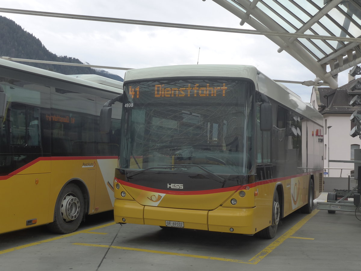 (210'044) - PostAuto Graubnden - GR 69'102 - Scania/Hess am 6. Oktober 2019 in Chur, Postautostation