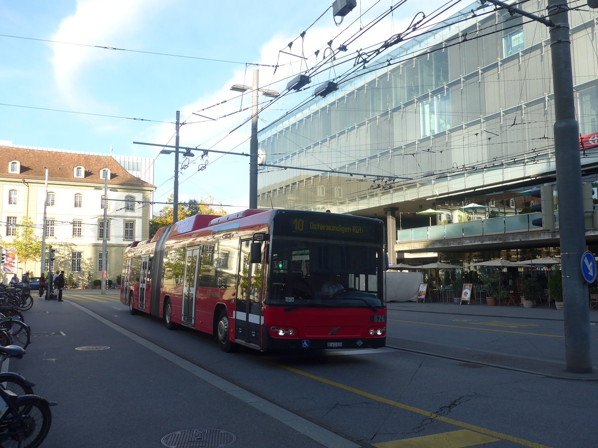 (210'078) - Bernmobil, Bern - Nr. 826/BE 612'826 - Volvo am 12. Oktober 2019 beim Bahnhof Bern
