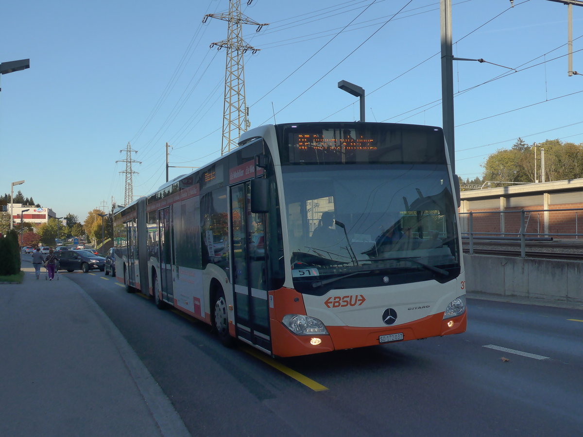 (210'345) - BSU Solothurn - Nr. 37/SO 172'037 - Mercedes am 14. Oktober 2019 beim Bahnhof Zollikofen