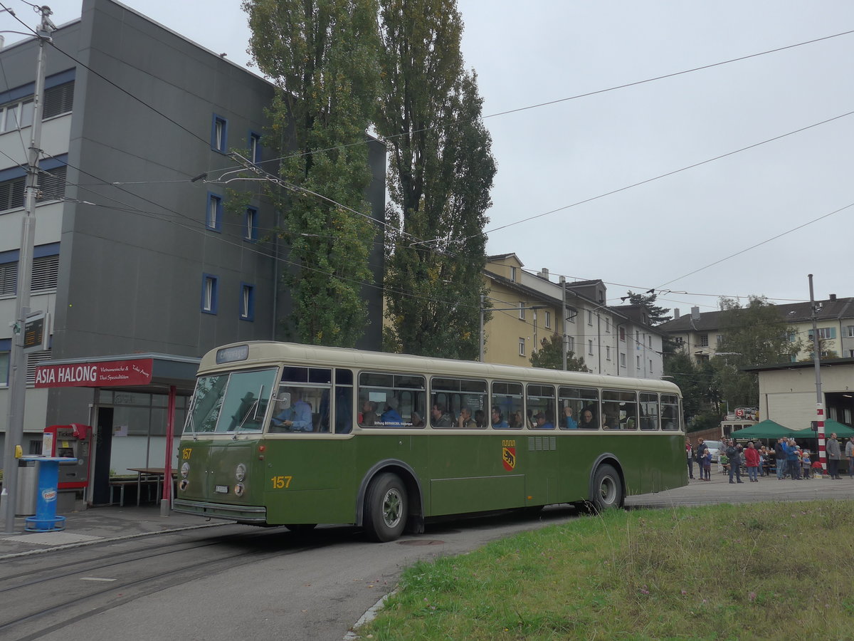 (210'439) - SVB Bern (Bernmobil historique) - Nr. 157/BE 113'157 - FBW/Gangloff am 20. Oktober 2019 in Bern, Weissenbhl